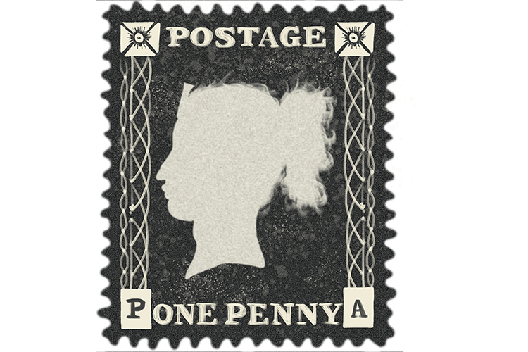 The penny black was the first stamp produced in 1840